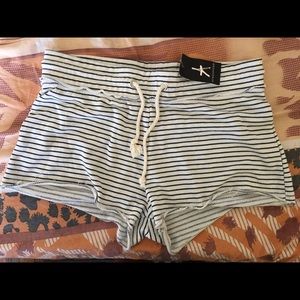 Women’s black and white striped lounge shorts